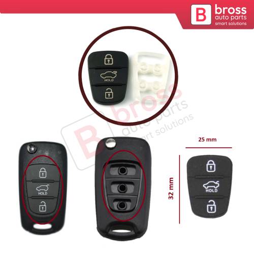 Bross Auto Parts - BDP1123 Rubber Pad 3 Button Flip Car Remote Key