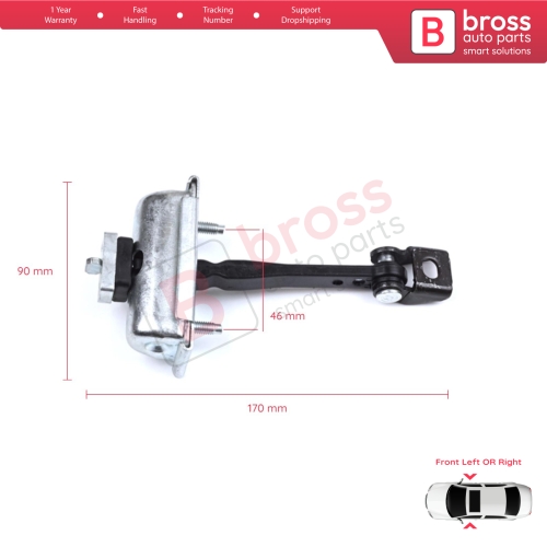 Front Door Hinge Stop Check Strap Limiter for Citroen C3 MK3 Peugeot 208 2008 MK1 5-Door Hatchback 9671891380