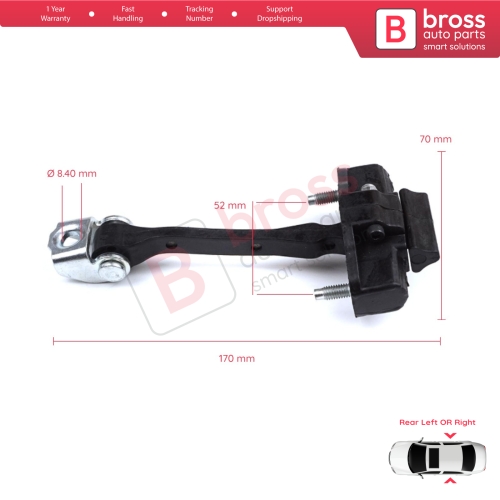 Rear Door Hinge Stop Check Strap Limiter for Citroen C4 Cactus 2014-On 9801290880