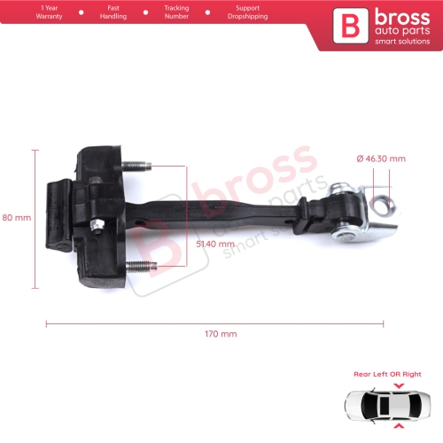 Rear Door Hinge Stop Check Strap Limiter for Peugeot 208 e-208 Opel Corsa F Corsa-e 2019-On 9823211180