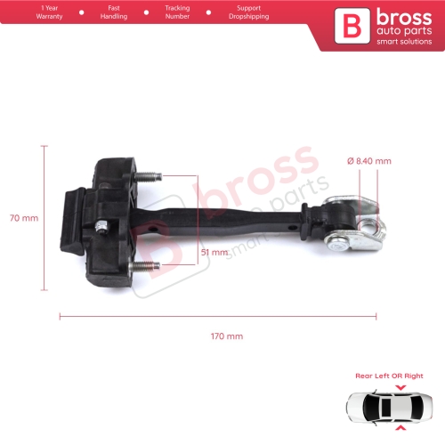 Rear Door Hinge Stop Check Strap Limiter for Peugeot 2008 e-2008 MK2 Opel Mokka B Mokka-e 9820816280