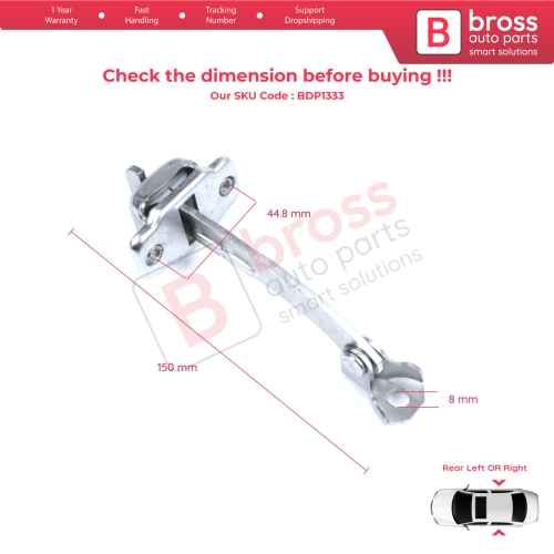 Rear Door Hinge Stop Check Strap Limiter for Citroen C1 Peugeot 107 Toyota Aygo 2005-2014 5-Door HB 9181J6