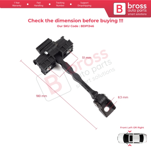 Front Door Hinge Brake Stop Check Strap Limiter for VW UP! Skoda Citigo Seat Mii 2011-2024 5-Door Hatchback 1S0837249