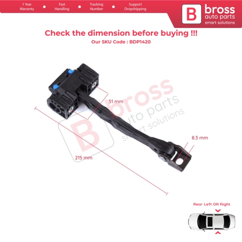 Rear Door Stop Check Assy Limiter Strap for VW Touareg MK2 7P 7P5 7P6 2010-2018 7P0839249...