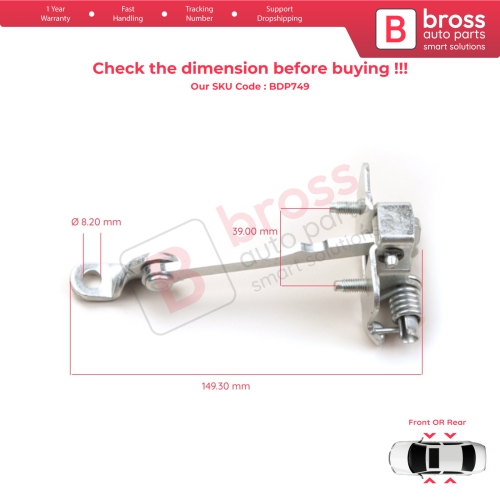 Front Rear Left or Right Door Hinge Stop Check Strap Limiter 804305879R for Renault Dacia Duster Logan MK1 