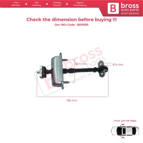 Front Door Hinge Stop Check Strap Limiter XR857260 for Jaguar S-Type X200 1999-2008...