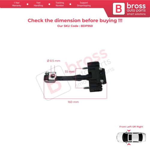 Front Door Hinge Stop Check Strap Limiter 9686658480 for Peugeot 508 MK1 2010-2018...