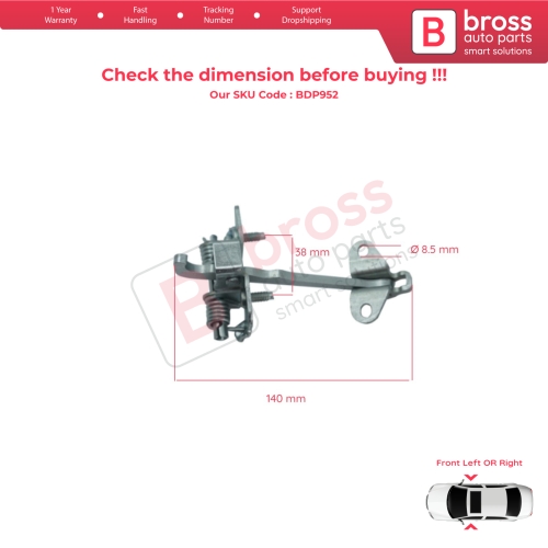 Front Door Hinge Stop Check Strap Limiter 918190 for Fiat Scudo Peugeot Expert 806 Citroen Jumpy Dispatch MK1