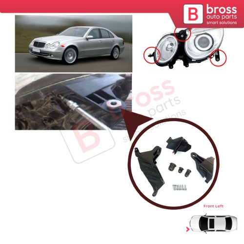 Bross Auto Parts - BHL18 Headlight Headlamp Repair Brackets Tabs Left  A2118201314 for Mercedes E Class W211 S21