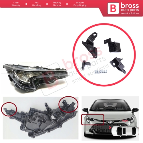 Headlight Holder Mount Repair Bracket Tab Set Right Side for Toyota Corolla MK12 E21 EA1 EH1 2019-On 81130-02T30