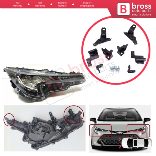 Headlight Holder Mount Repair Bracket Tab Set Right Left Side for Toyota Corolla MK12 E21 EA1 EH1 2019-On 81170-02T30 81130-02T30