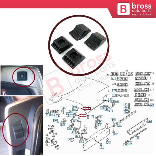 Bross Auto Parts - BSP1038 Boot Trunk Lid Slam Bump Stop Buffer 1247580044  1247580144 For Mercedes W124 A124 C124