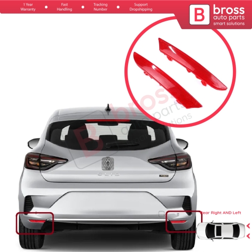 Rear Right Left Side Bumper Reflex Reflector for Renault Clio MK5 BF B7 2019-On 265602442R 265651206R