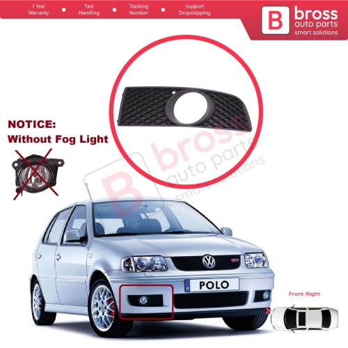 Front Bumper Fog Light Frame Housing Right for VW Polo MK3 6N2 1999-2001 Facelift 6N0853666C