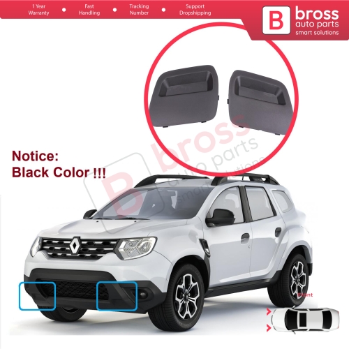 Front Bumper Tow Bar Hook Eye Cover Set Black for Renault Dacia Duster MK2 HM 2017-2023 511804555R