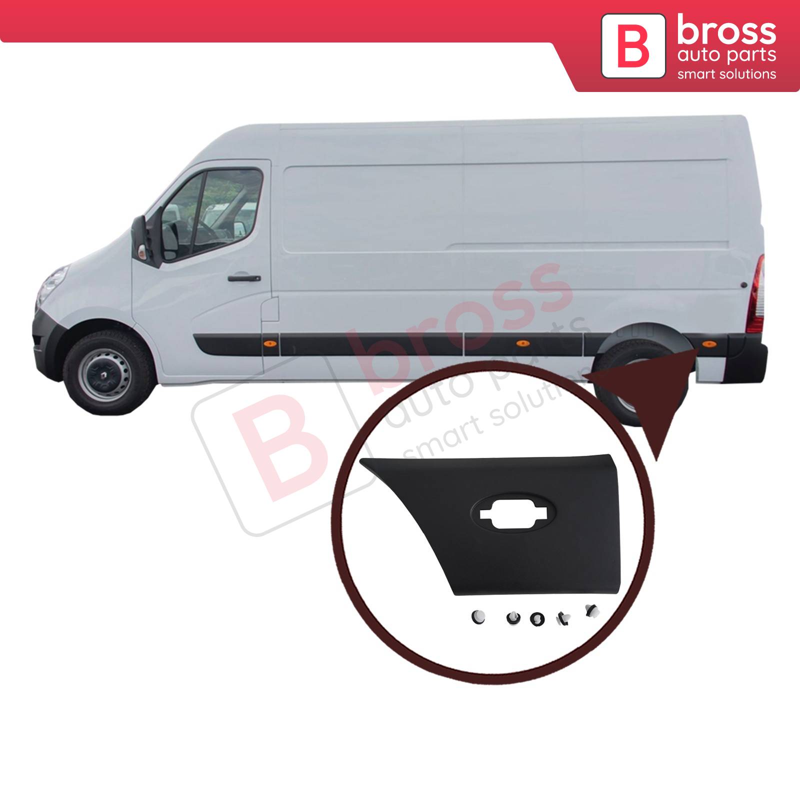 Bross Auto Parts - BSP958 Rear Left Side Panel Moulding Rub Strip  768F20007R for Renault Master MK3 Movano B NV400